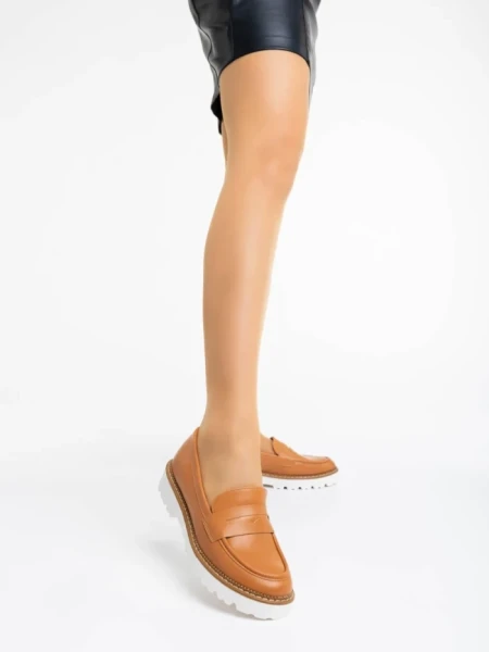 Дамски  мокасини камел от екологична кожа Leana