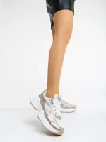 Дамски  спортни обувки златисти от екологична кожа и текстилен  материал Kiani