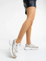 Дамски  спортни обувки златисти от екологична кожа и текстилен  материал Kiani