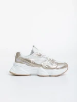 Дамски  спортни обувки златисти от екологична кожа и текстилен  материал Kiani