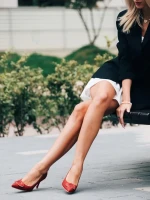 Дамски  обувки с  ток сиви  от текстилен  материал Tacey