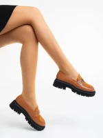 Дамски мокасини камел от екологична кожа Milde