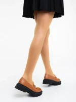 Дамски мокасини камел от екологична кожа Milde