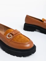 Дамски мокасини камел от екологична кожа Milde