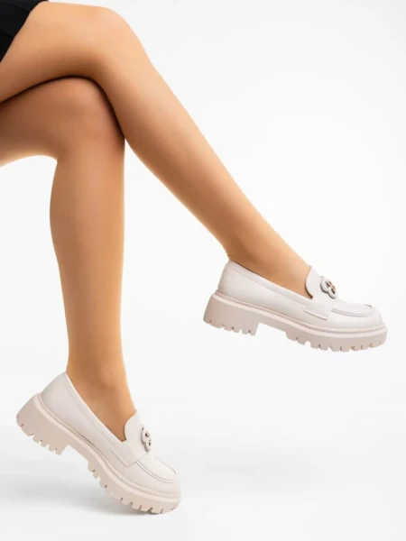 Дамски мокасини  бежовиот екологична кожа Jakki