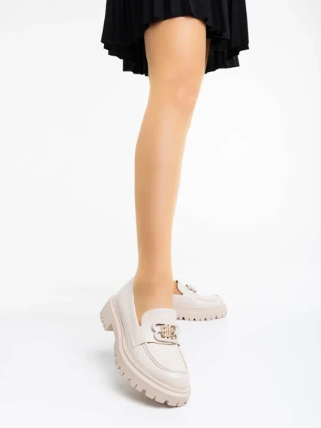 Дамски мокасини  бежовиот екологична кожа Jakki