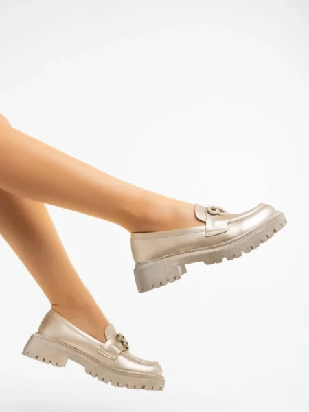 Дамски  мокасини златисти от екологична кожа Jakki