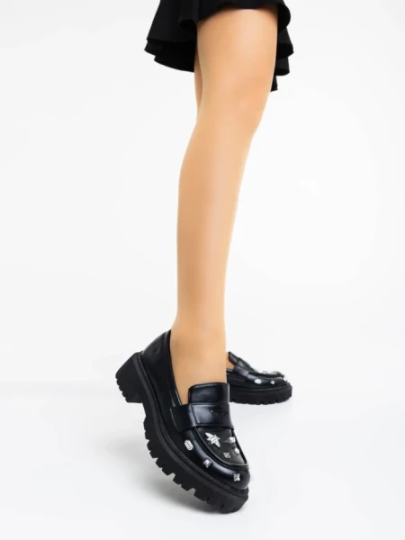 Дамски мокасини черни от екологична кожа Meridel