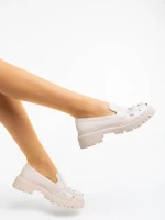 Дамски мокасини бежови  от екологична кожа Meridel