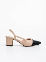 Дамски обувки с ток бежови  от екологична кожа Verna