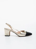 Дамски обувки с ток златисти от екологична кожа Verna