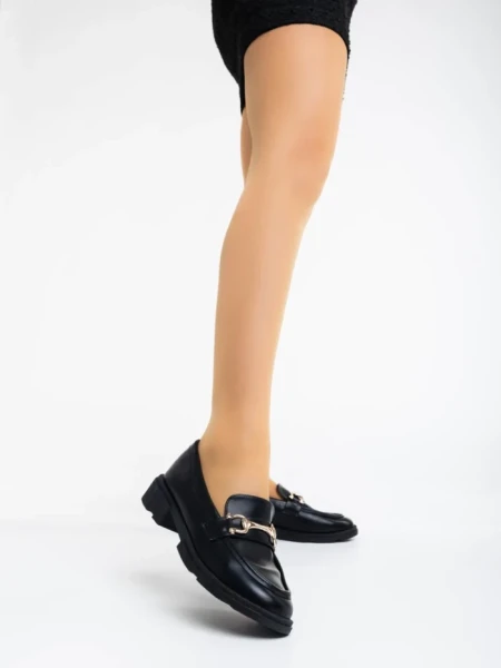 Дамски мокасини черни от екологична кожа Aletta