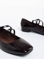 Дамски мокасини кафяви от екологична лакирана кожа Zipora