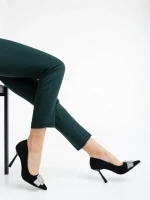 Дамски обувки с ток черни от текстилна материя Tiphanie