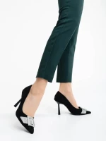 Дамски обувки с ток черни от текстилна материя Tiphanie