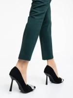 Дамски обувки с ток черни от текстилна материя Tiphanie