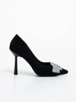 Дамски обувки с ток черни от текстилна материя Tiphanie