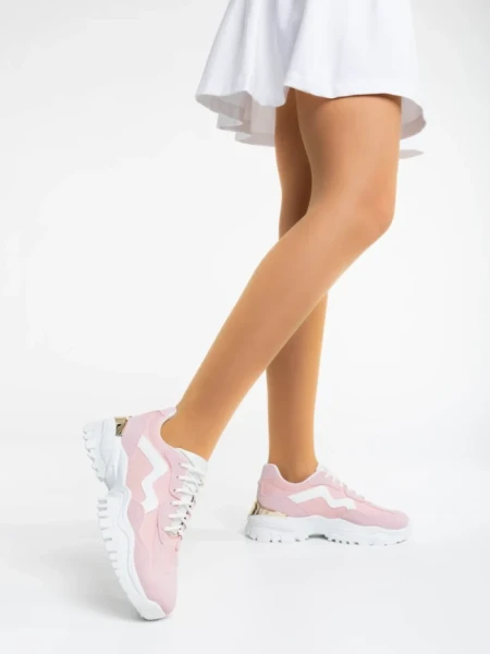 Дамски спортни обувки розови от текстилен  материал Nimue