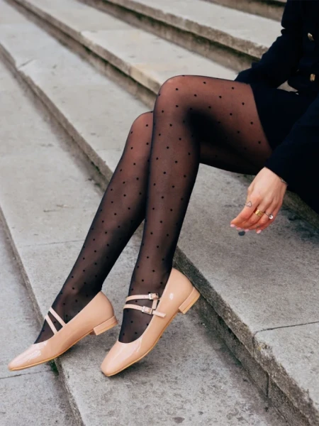 Дамски  мокасини бежови   от екологична кожа лачена Zipora