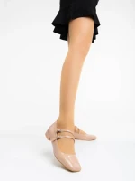 Дамски  мокасини бежови   от екологична кожа лачена Zipora