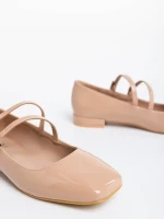 Дамски  мокасини бежови   от екологична кожа лачена Zipora