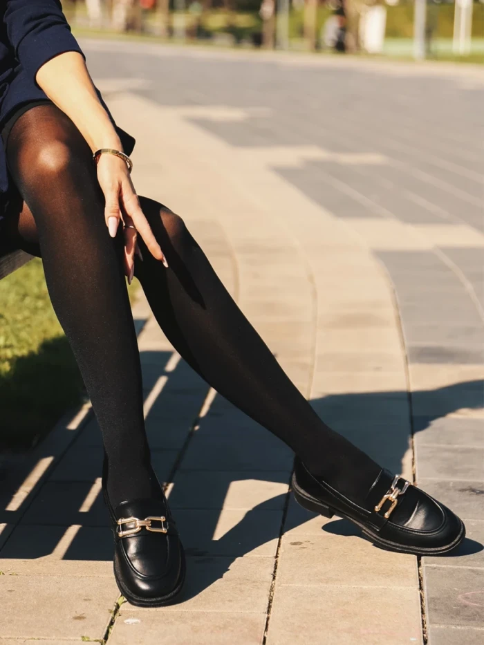 Дамски мокасини  черни  от екологична кожа Tullia