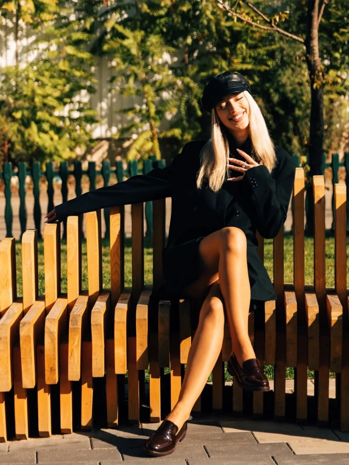 Дамски мокасини кафяви  от екологична кожа лачена Lanelle