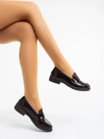 Дамски мокасини кафяви  от екологична кожа лачена Lanelle