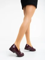 Дамски мокасини грена  от екологична кожа лачена Lanelle