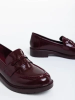 Дамски мокасини грена  от екологична кожа лачена Lanelle