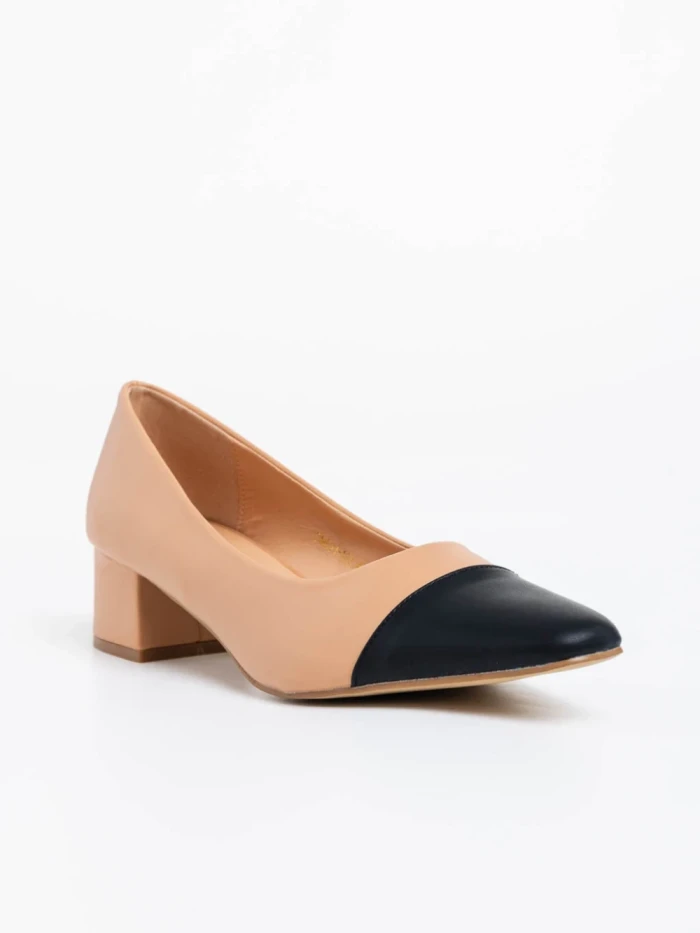 Дамски обувкис ток  каки от екологична кожа Cettina