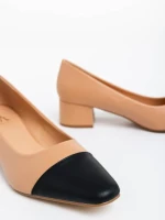 Дамски обувкис ток  каки от екологична кожа Cettina