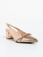 Дамски обувки  с ток шампанско от екологична кожа Minetta