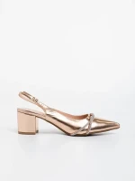 Дамски обувки  с ток шампанско от екологична кожа Minetta