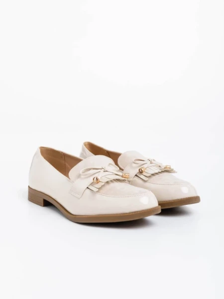 Дамски  мокасини бежови от екологична кожа Jevi