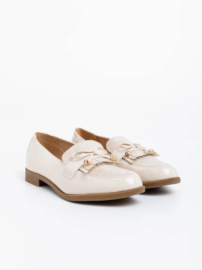 Дамски  мокасини бежови от екологична кожа Jevi