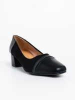 Дамски обувки с ток черни от екологична кожа Cherilyn
