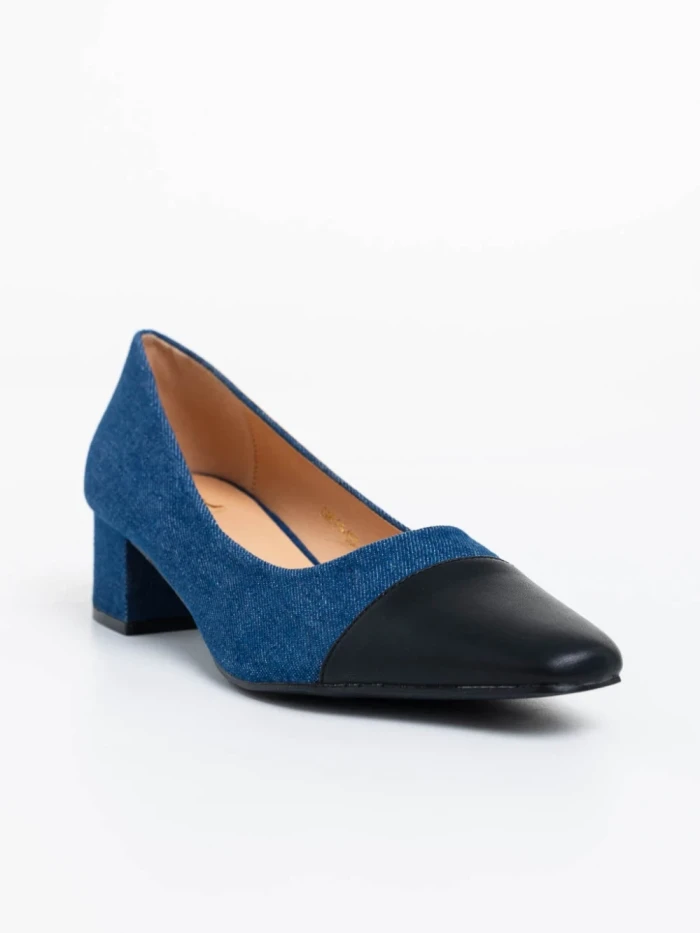 Дамски обувки с ток джинс от текстилен материал Cettina