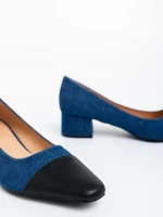 Дамски обувки с ток джинс от текстилен материал Cettina