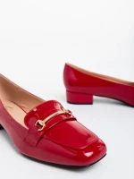 Дамски обувки с ток  червени от екологична кожа лачена Shantay