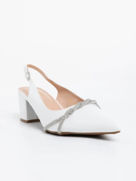 Дамски обувки с ток бели от екологична кожа Minetta