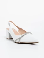 Дамски обувки с ток бели от екологична кожа Minetta