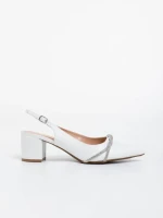 Дамски обувки с ток бели от екологична кожа Minetta