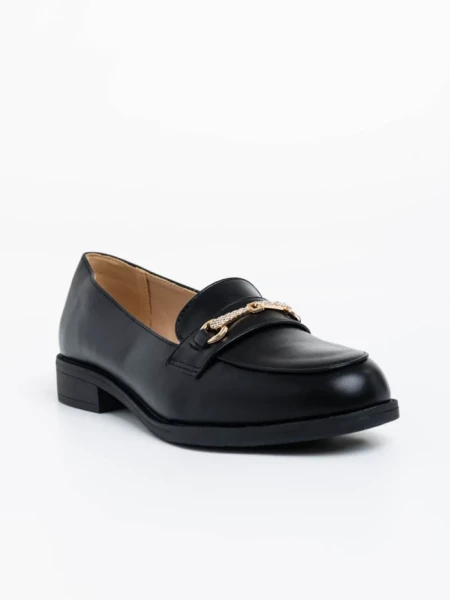 Дамски мокасини черни от екологична кожа Nicia