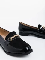 Дамски мокасини черни от лакирана екологична кожа Manon