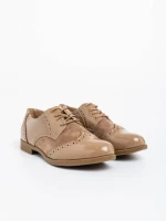 Дамски ежедневни обувки каки  от екологична кожа лачена  Mattea