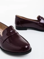 Дамски мокасини кафяви от екологична кожа лачена  Taylar