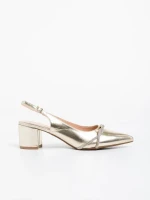 Дамски обувки с ток златисти  от екологична кожа Minetta