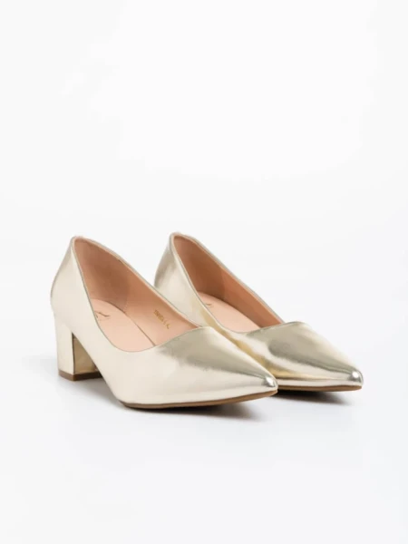 Дамски  обувки златисти  от екологична кожа Каz