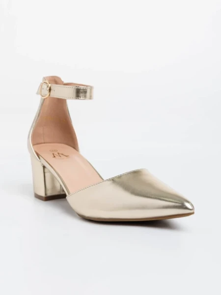 Дамски  обувки с ток златисти от екологична кожа Armelle